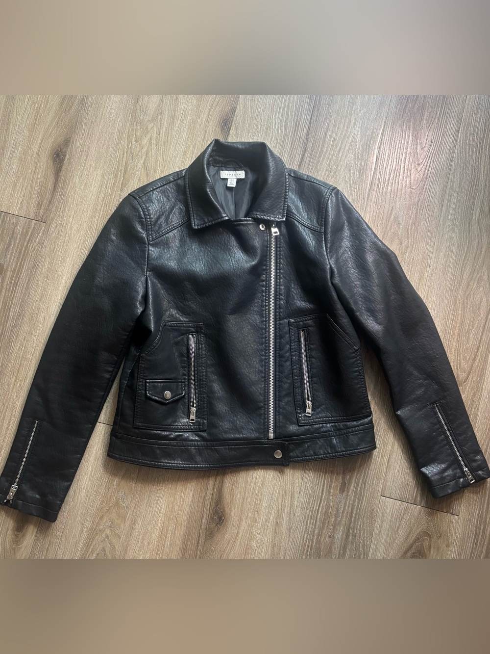 Topshop Black Faux Leather Moto Jacket